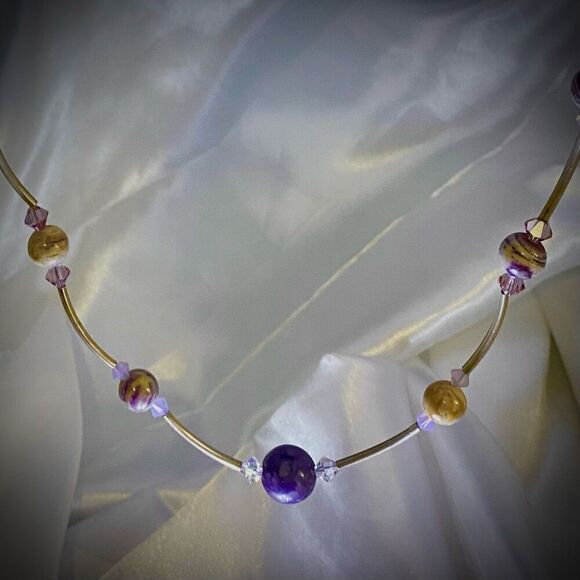 AEZ# Brighton Polished Amethyst & Silver Necklace - Picture 8 of 10